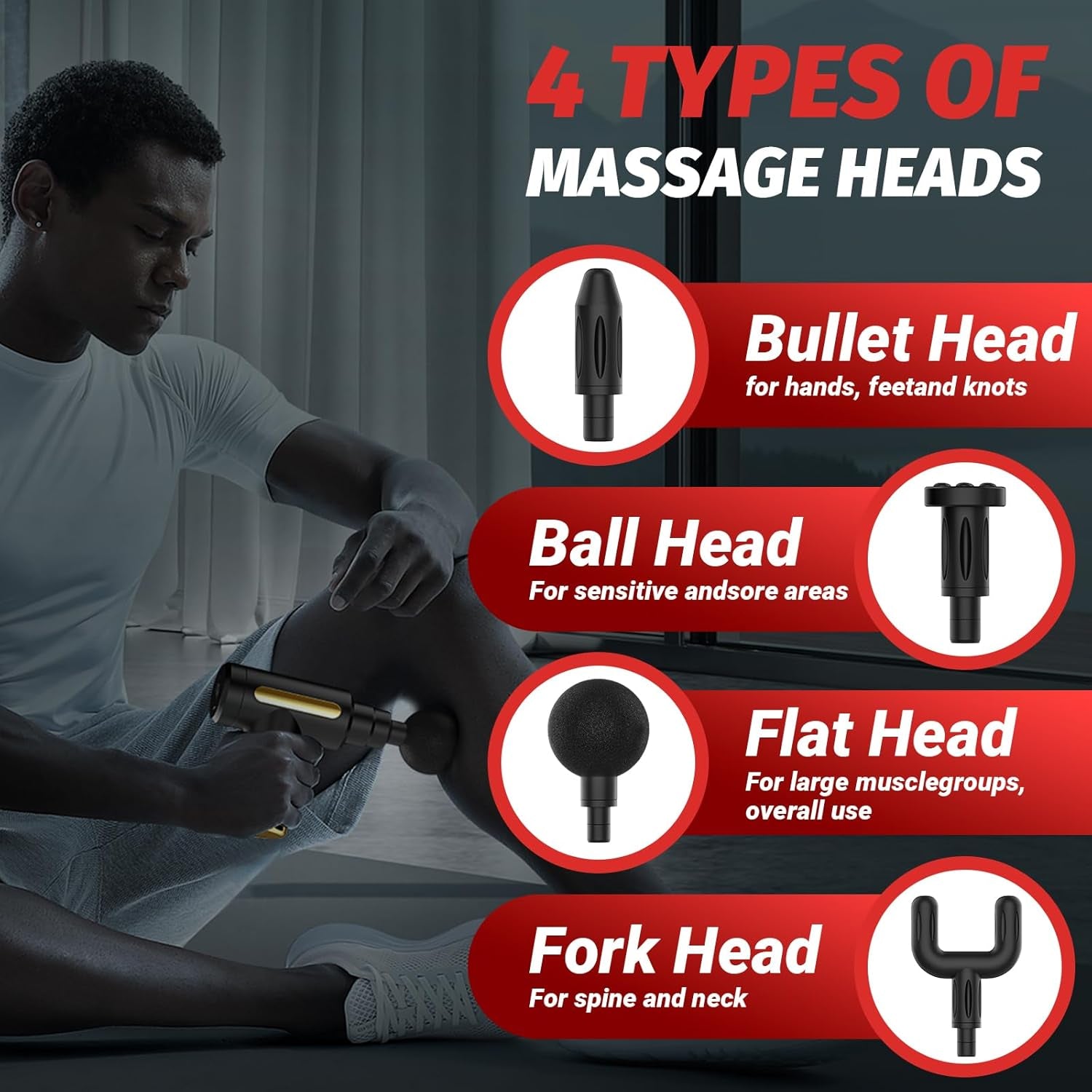 Handheld Portable Muscle Massager Tool for Full Body Pain Relief, Ideal Gifts for Men, Women(Black)