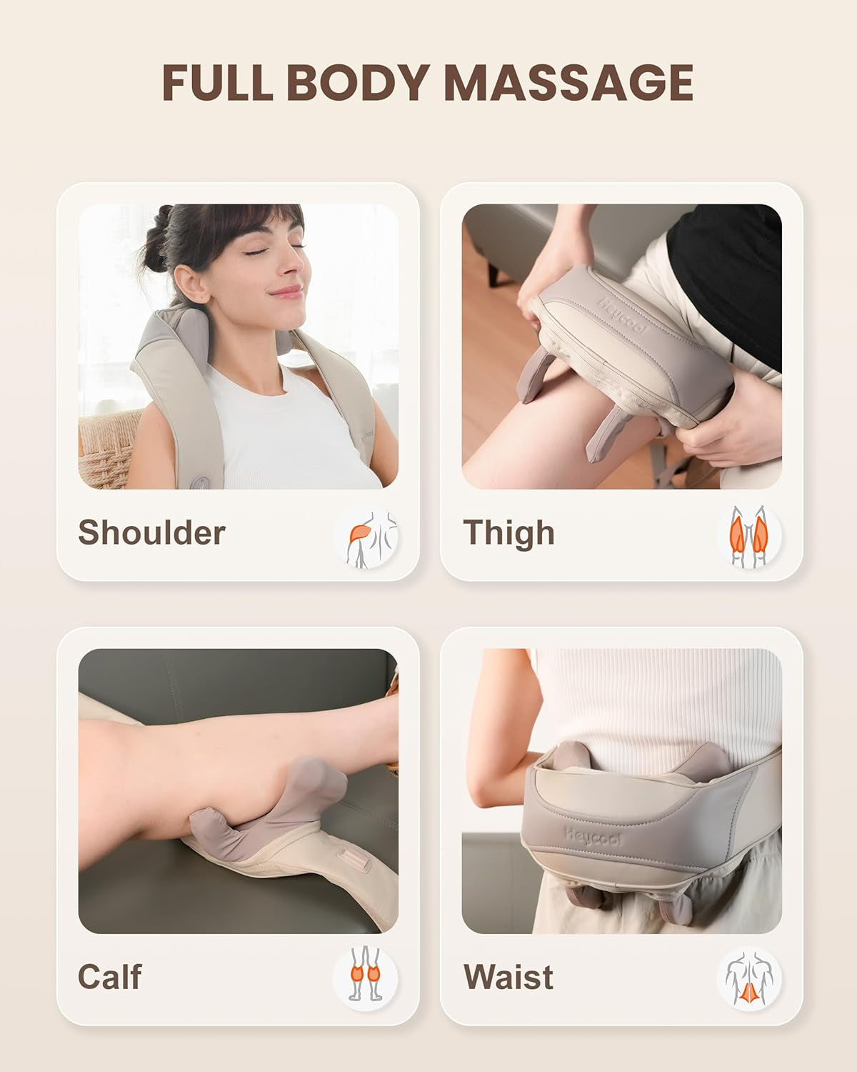 Rechargeable Cordless Neck Massager with Heat, 4D Deep Kneading Neck Shoulder Massager for Pain, 