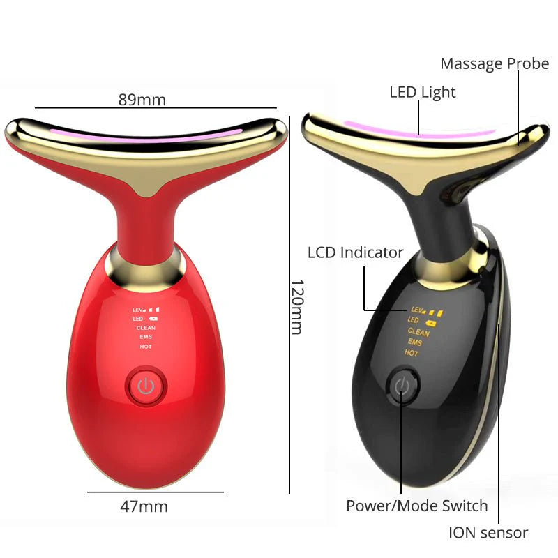 ✨💆♀️ EMS Red Light Therapy Face & Neck Massager – Lift & Tighten Skin