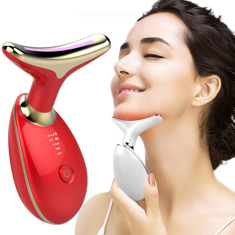 ✨💆♀️ EMS Red Light Therapy Face & Neck Massager – Lift & Tighten Skin