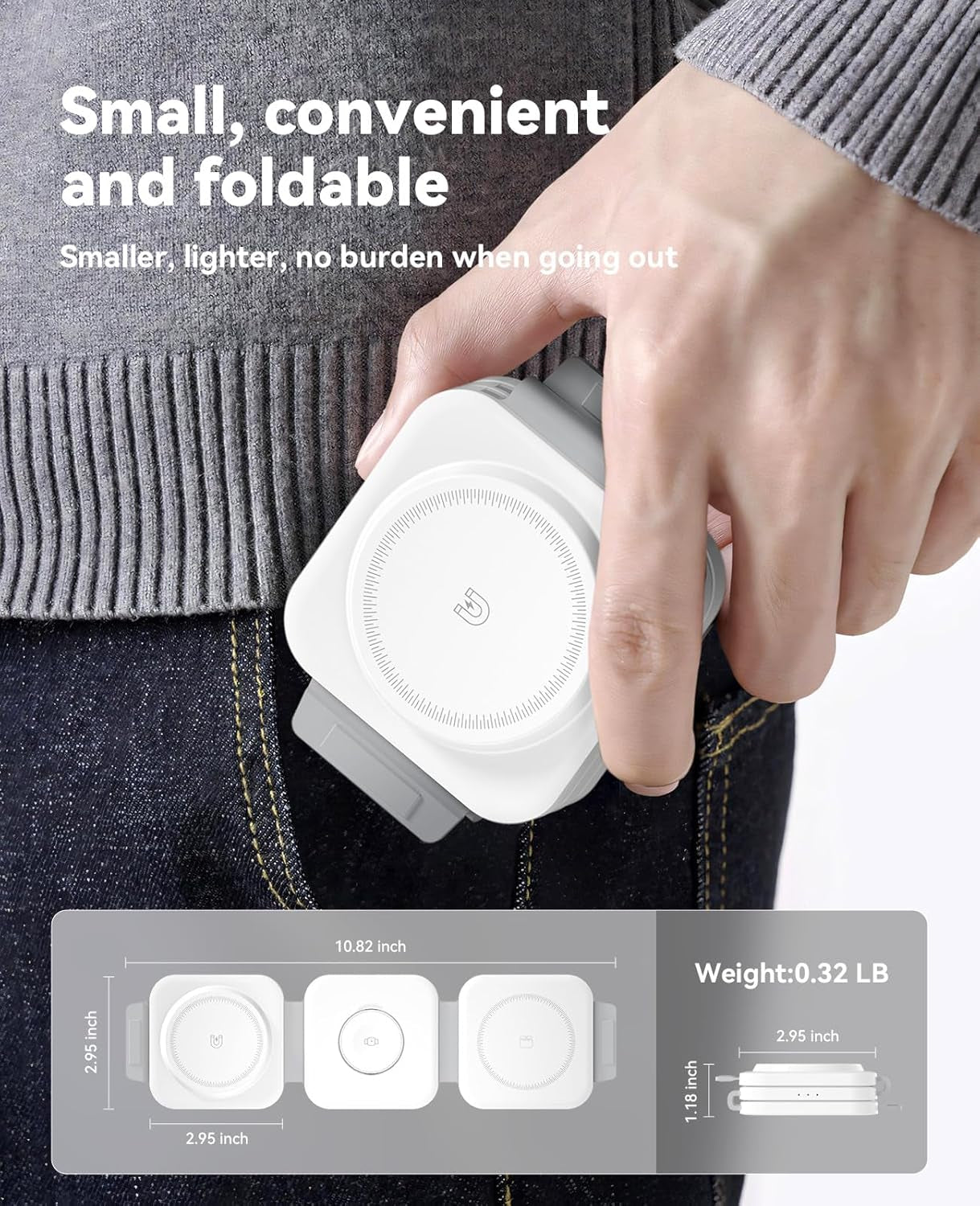 3 in 1 Charging Station for Apple Multiple Devices, Foldable Magnetic Fast Wireless Charger Dock,