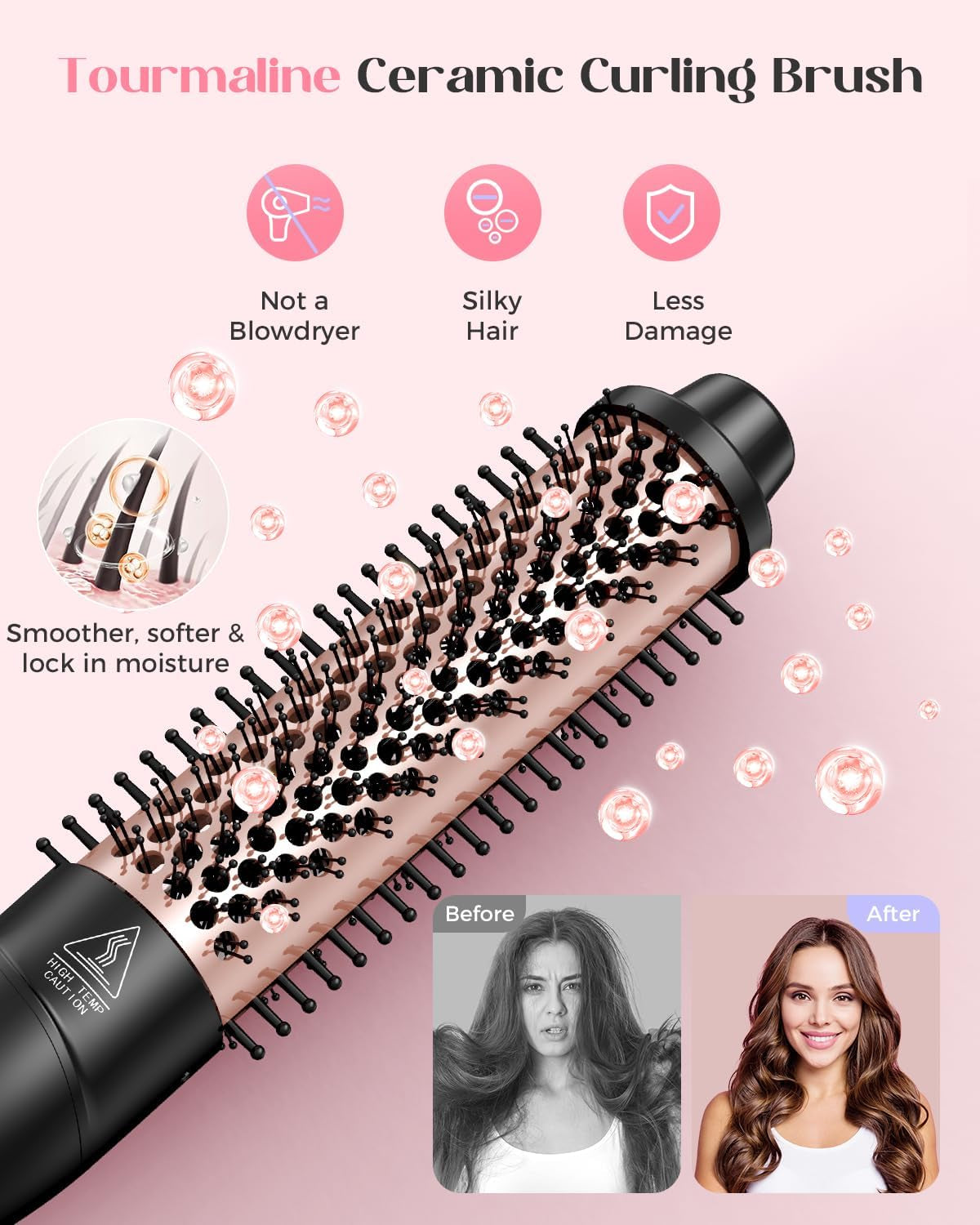 5 in 1 Curling Iron with Thermal Brush and 4 Interchangeable Ceramic Barrels(1/2 to 1 1/2 Inch),Gifts for Women