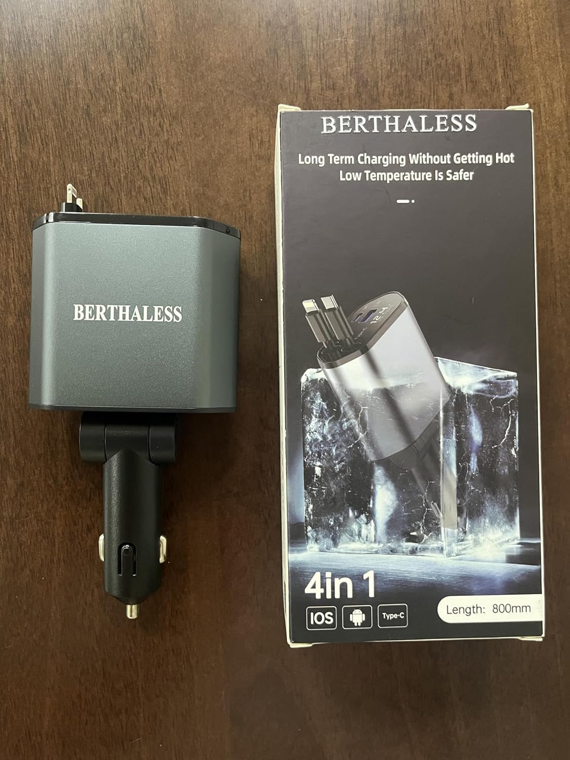 Retractable 4 in 1 Fast Charging Car Charger USB-C & USB-A Compatible with Iphone 16/15/14/13/12/11,Galaxy,Pixel