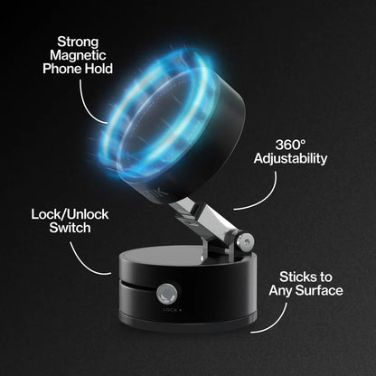 HyperMount Vacuum Phone Holder – Stick, Twist, Lock