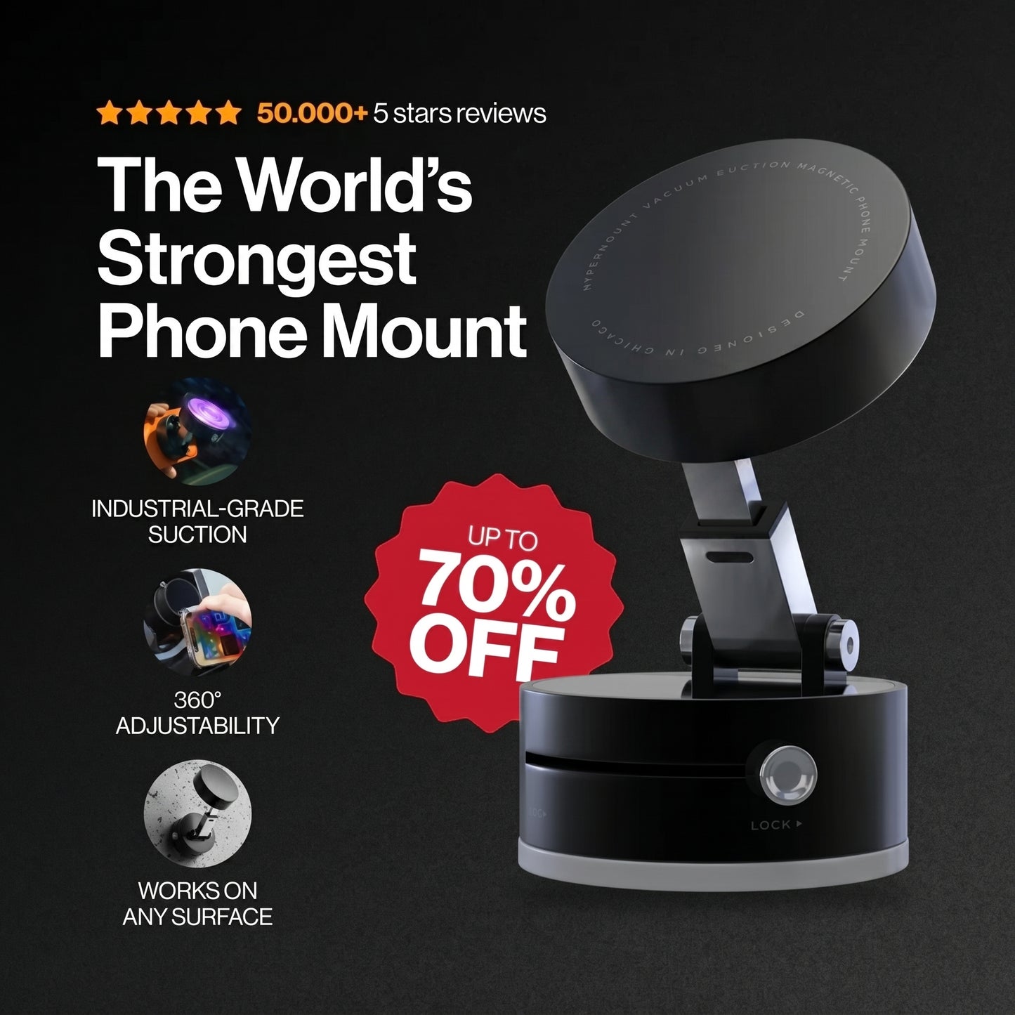 📱🔥 HyperMount Vacuum Phone Holder – Stick • Twist • Lock